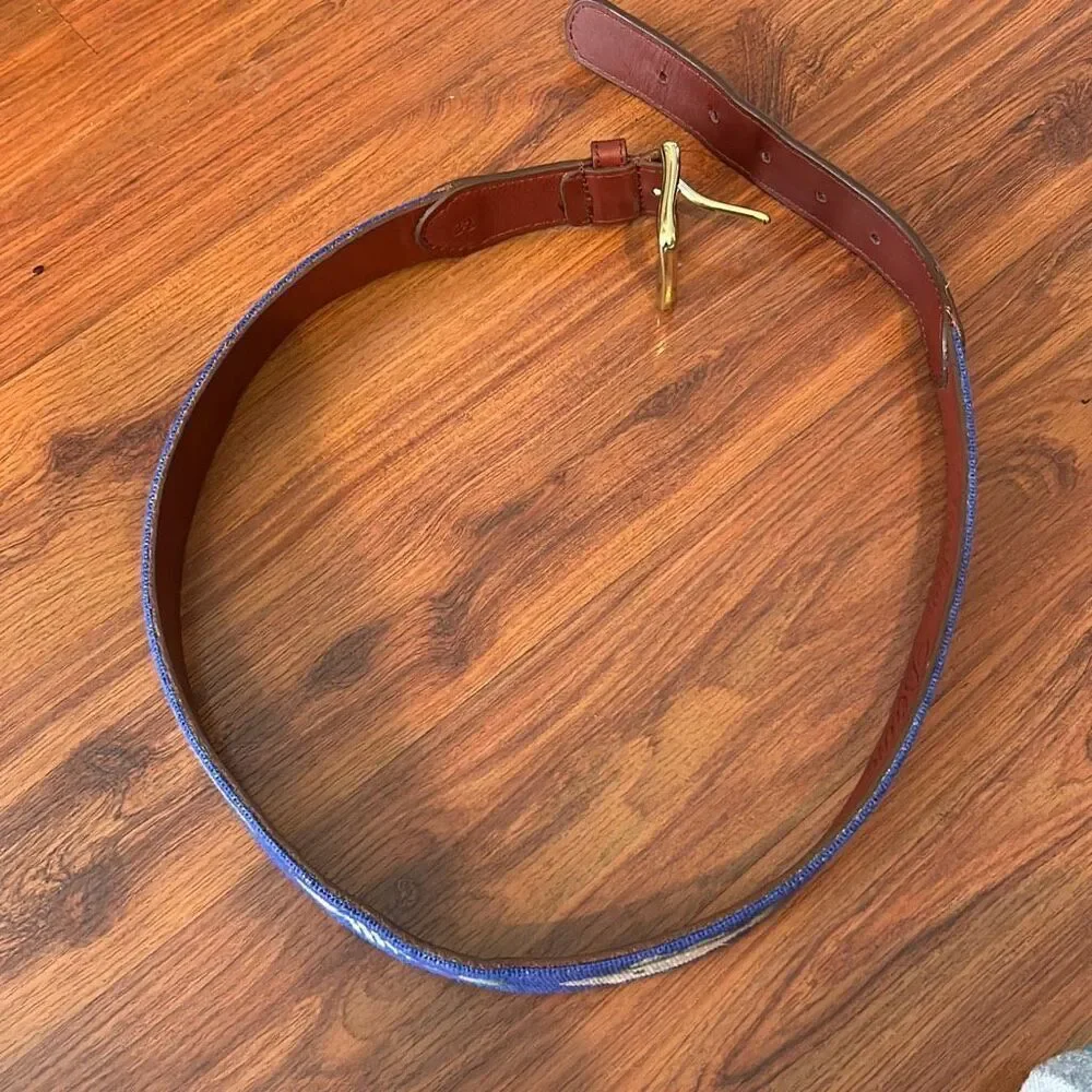 Tucker Blair needlepoint fish bonefish belt size 32